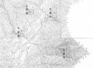 於1904年的台灣堡圖中，荖濃東側的土地被註記為「生番地」。來源: 中央研究院人文社會科學研究中心「臺灣百年歷史地圖」網站。
