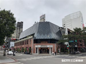 宮原眼科紅磚牆、舊牌樓和紅磚木頂式騎樓