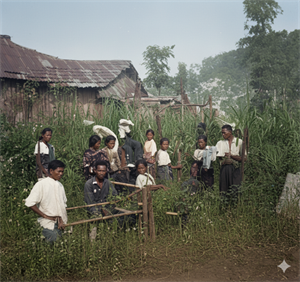 災後(九三黛納颱風摧毀)興建中之中興新村 - AI 修繪圖