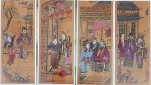 館藏清代戲曲小說薛仁貴征東木刻版畫仿品