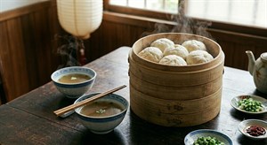 Gemini生成日治時期鹽包（鹹包子 / 蒸包）圖片