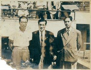 張星賢與孫基禎、金源權於 1958 年第三屆東京亞運會場合照