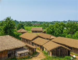 卅九年初建之中興新村全景 - AI 修繪圖