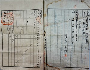 土地賣渡證上有為中人代書人與台南地方法院北港登記所印