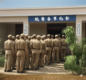 金馬前線立功將士參觀軍眷醫院 - AI 修繪圖