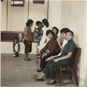 軍眷候診情形 - AI 修繪圖