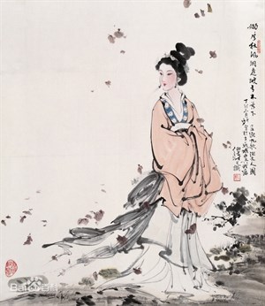 周密〈繡鸞鳳花犯·賦水仙〉: 楚江湄，湘娥乍見，無言灑清淚