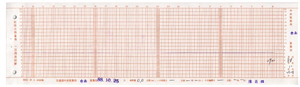 儀器所使用的自記紙，一張一張記錄著每日的雨量與雨狀