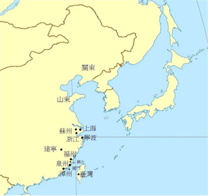 18世紀初期臺灣、中國大陸沿岸重要航點