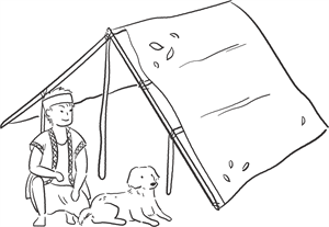 *搭建獵寮的插畫示意圖。本計畫繪製