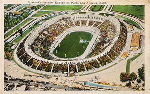 美國加州洛杉磯奧運會主場館 彩色照明信片