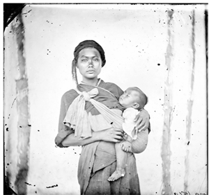 木柵女與嬰孩（A Bak-sa woman V. child, Formosa. 1871）