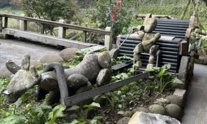 王韻淑的父親親手製作園藝裝置。（圖／蔡宜禎）