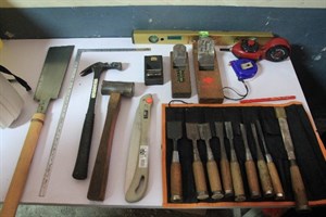 18劉勝仁師傅的木工器具。攝於2021年9月25日斗六太平老街劉宅工地展。