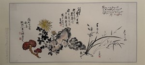 吳百樓、林玉山、林玉書、施淵龍、張李德和，諸峰之友歡送玉山圖（1949）